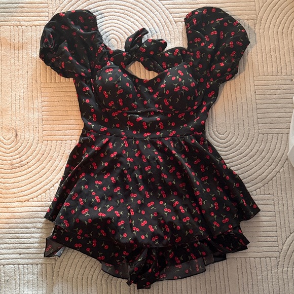 Inspired Hearts Dresses & Skirts - Black Cherry Print Romper
